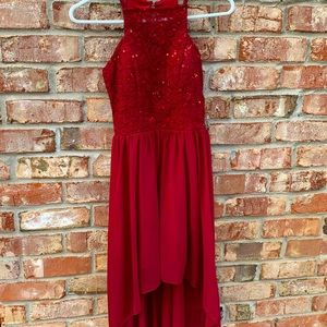 A beautiful maroon dress
